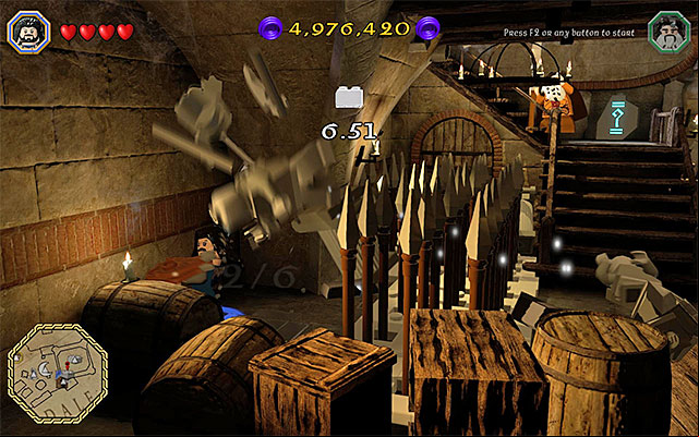Quickly, run up to the statues, one after another, and stand in the safe spots - Mithril bricks locations (46-60) | Middle Earth - Mithril LEGO bricks - Middle Earth - Mithril LEGO bricks - LEGO The Hobbit Game Guide & Walkthrough