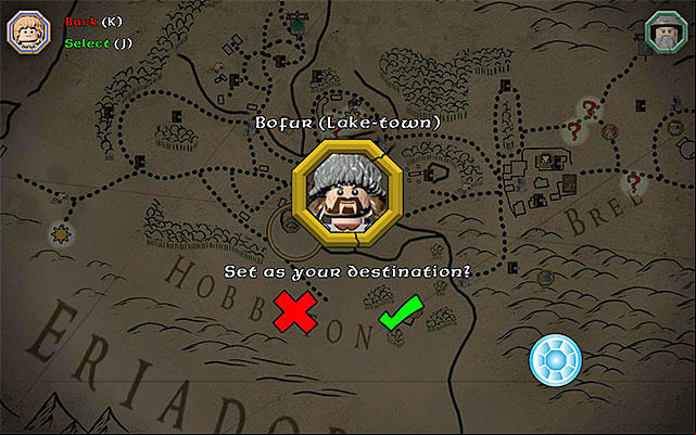 An example character icon in the game world - Middle Earth - Playable characters | Middle Earth - Mithril LEGO bricks - Middle Earth - Mithril LEGO bricks - LEGO The Hobbit Game Guide & Walkthrough
