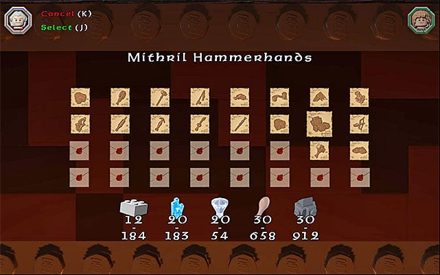 Example window of resource spending - 7. Resources (Loot) | LEGO The Hobbit - LEGO The Hobbit in 10 Easy Steps - LEGO The Hobbit Game Guide & Walkthrough