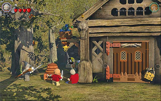 The place where you need to build a grip and catch on to it - Stage 9 (Queer Lodgings): The cabin in the woods | Walkthrough | LEGO The Hobbit - Walkthrough - LEGO The Hobbit Game Guide & Walkthrough