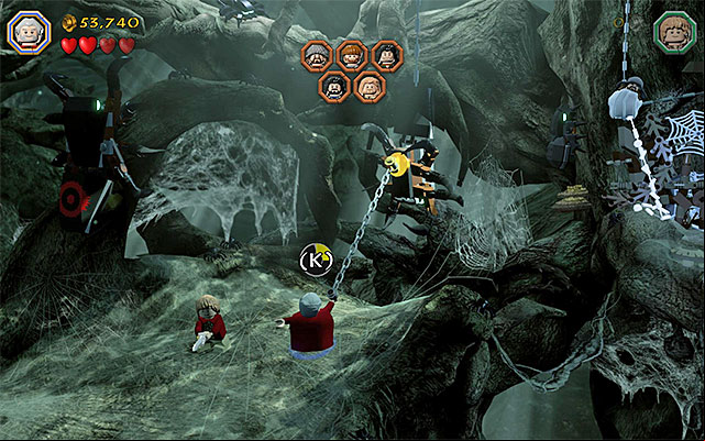 You need to catch on to the spider - Stage 10 (Flies and Spiders): The spider cave | Walkthrough | LEGO The Hobbit - Walkthrough - LEGO The Hobbit Game Guide & Walkthrough
