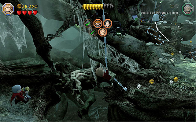 Use the rope, along your path - Stage 10 (Flies and Spiders): The spider cave | Walkthrough | LEGO The Hobbit - Walkthrough - LEGO The Hobbit Game Guide & Walkthrough