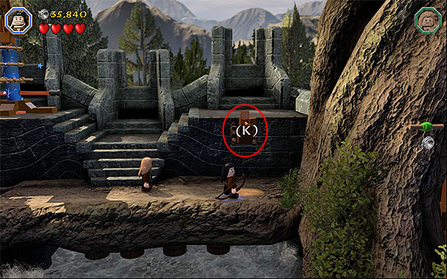 The lever to operate the dam with - Stage 11 (Barrels Out of Bond): Goblin attack | Walkthrough | LEGO The Hobbit - Walkthrough - LEGO The Hobbit Game Guide & Walkthrough
