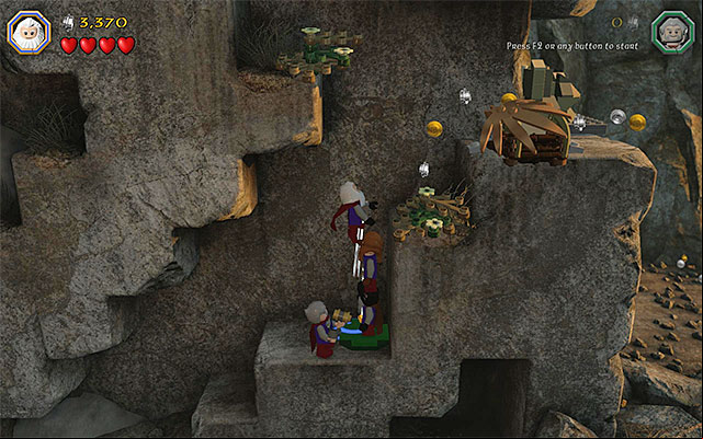 Form a dwarf tower and climb onto it - Stage 15 (On the Doorstep): The climb | Walkthrough - Walkthrough - LEGO The Hobbit Game Guide & Walkthrough