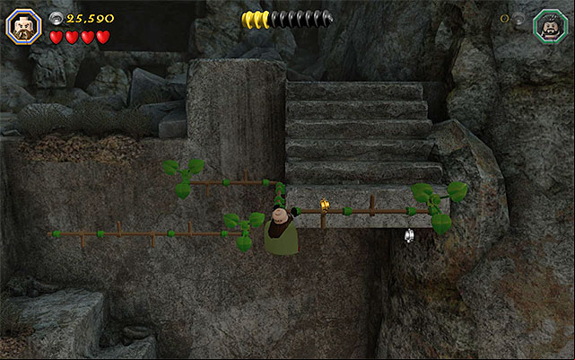 While climbing, use ladders and interactive edges - Stage 15 (On the Doorstep): The climb | Walkthrough - Walkthrough - LEGO The Hobbit Game Guide & Walkthrough