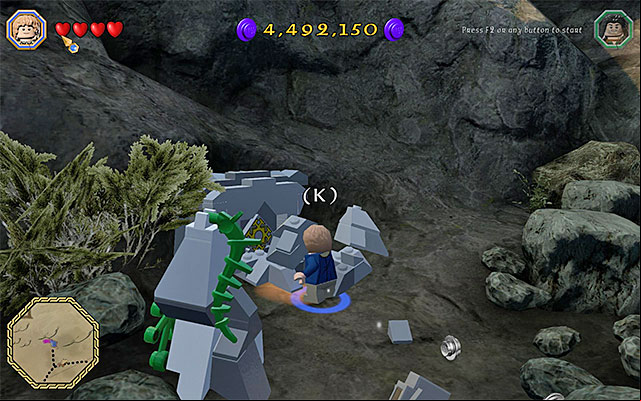 You reach the last goat through the manhole behind the rocks - White question marks - walkthroughs for quests 1-20 | Middle Earth - Side missions - Middle Earth - Side missions - LEGO The Hobbit Game Guide & Walkthrough