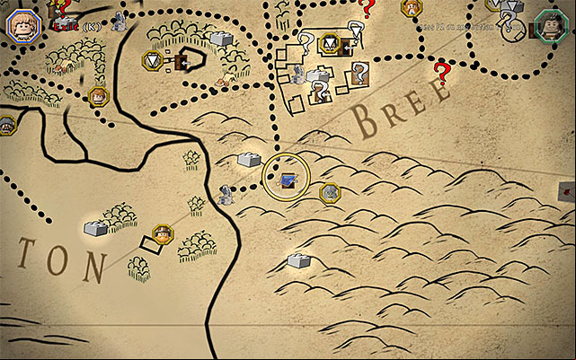The cave entrance - White question marks - walkthroughs for quests 1-20 | Middle Earth - Side missions - Middle Earth - Side missions - LEGO The Hobbit Game Guide & Walkthrough