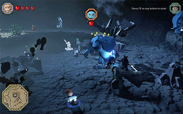 Attack in Buddy-Up only if the troll is stunned - White question marks - walkthroughs for quests 41-60 | Middle Earth - Side missions - Middle Earth - Side missions - LEGO The Hobbit Game Guide & Walkthrough