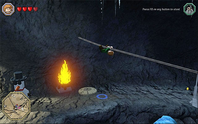 If you bounce off the plant, you will be able to reach the rope - White question marks - walkthroughs for quests 41-60 | Middle Earth - Side missions - Middle Earth - Side missions - LEGO The Hobbit Game Guide & Walkthrough