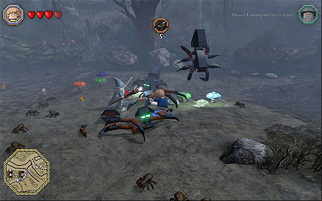 The queen does not resume the battle, until you have eliminated the smaller spiders - White question marks - walkthroughs for quests 61-80 | Middle Earth - Side missions - Middle Earth - Side missions - LEGO The Hobbit Game Guide & Walkthrough