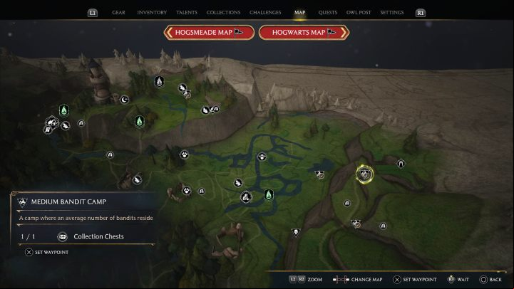 The first chest is in the bandit camp near the Overlook Mine - Hogwarts Legacy: Hogsmeade Valley - Collection Chests - Collection Chests - Hogwarts Legacy Guide