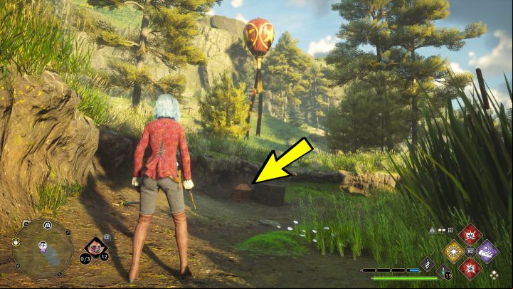 The last Brockburrow chest is by the small pond, near the balloon - Hogwarts Legacy: Hogwarts Valley - Collection Chests - Collection Chests - Hogwarts Legacy Guide