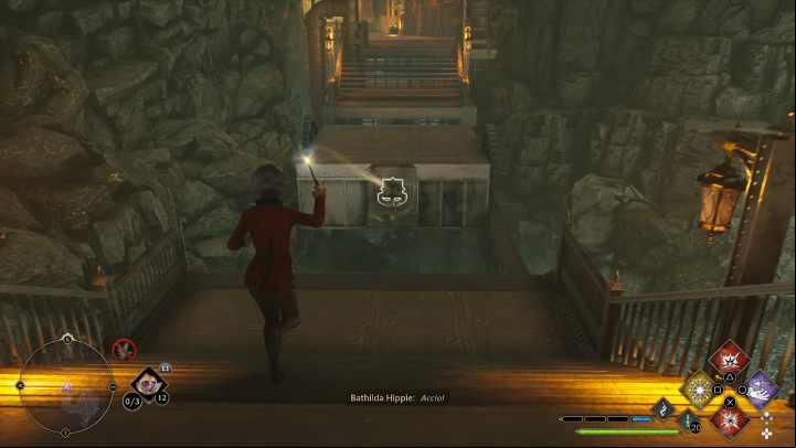 Exit the elevator and turn right - Hogwarts Legacy: Hogwarts Valley - Collection Chests - Collection Chests - Hogwarts Legacy Guide
