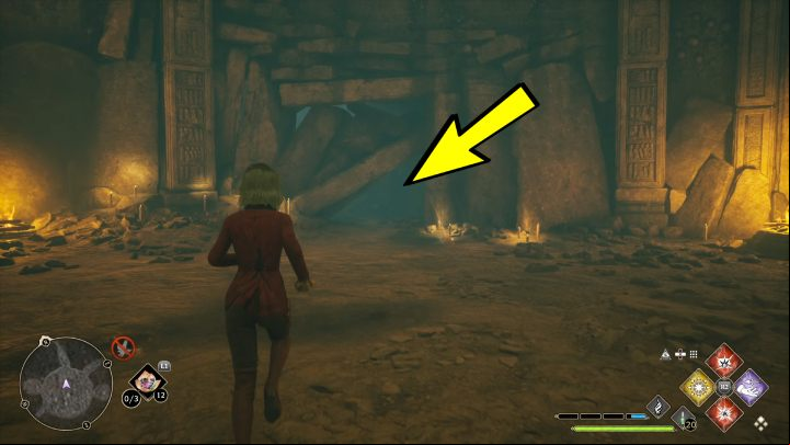 In the sarcophagus chamber, go through the collapsed tunnel on the right - Hogwarts Legacy: Feldcroft Region - Collection Chests - Collection Chests - Hogwarts Legacy Guide