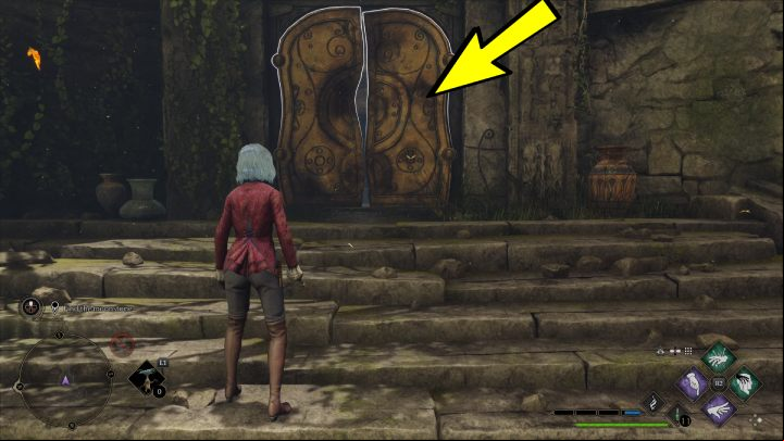 Use Depulso to destroy the wall on the left and continue forward - Hogwarts Legacy: Feldcroft Region - Collection Chests - Collection Chests - Hogwarts Legacy Guide