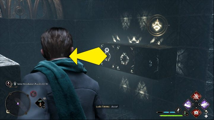 Use Accio again to move the element to the opposite wall - Hogwarts Legacy: The Hall of Herodiana - Hogwarts - Hogwarts Legacy Guide