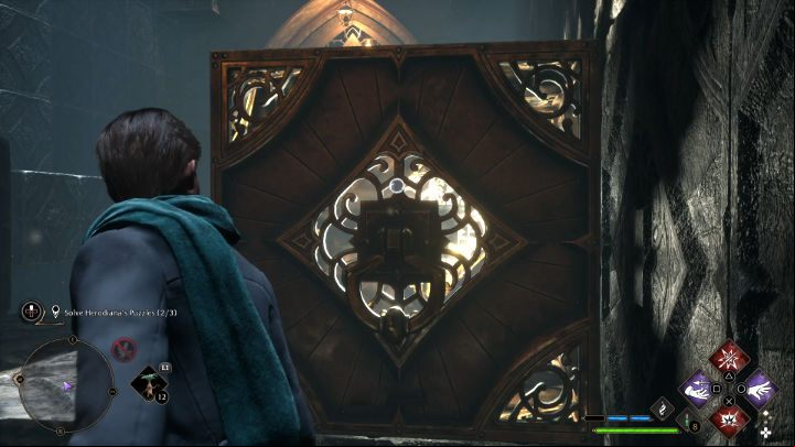 Use Depulso on the same element to push it forward - Hogwarts Legacy: The Hall of Herodiana - Hogwarts - Hogwarts Legacy Guide