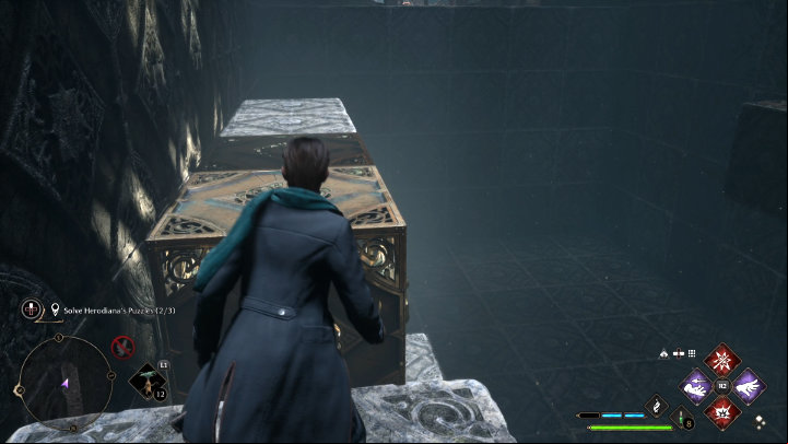 Jump over, move to the stationary element and restart the puzzle - Hogwarts Legacy: The Hall of Herodiana - Hogwarts - Hogwarts Legacy Guide