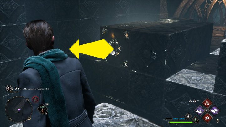 Use Accio on the element to move it to the other side of the room - Hogwarts Legacy: The Hall of Herodiana - Hogwarts - Hogwarts Legacy Guide