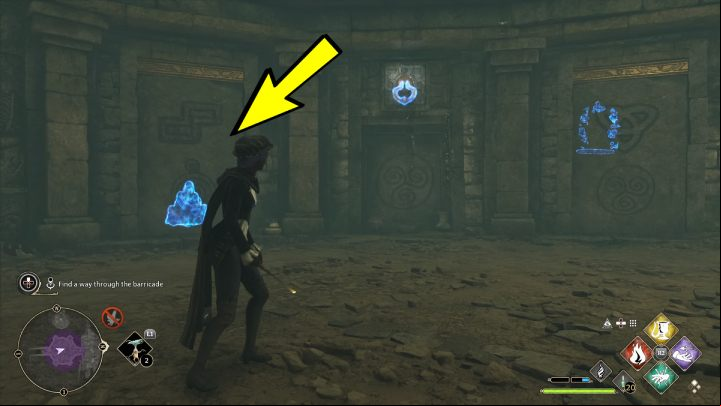 Find the 3rd set of bones and grab the handles above the corresponding symbols - Hogwarts Legacy: In the Shadow of Time - Relationship quests - Sebastian - Hogwarts Legacy Guide