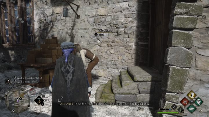 Otto is standing behind the clothes shop - Hogwarts Legacy: A Basis for Blackmail - Relationship quests - Natty - Hogwarts Legacy Guide