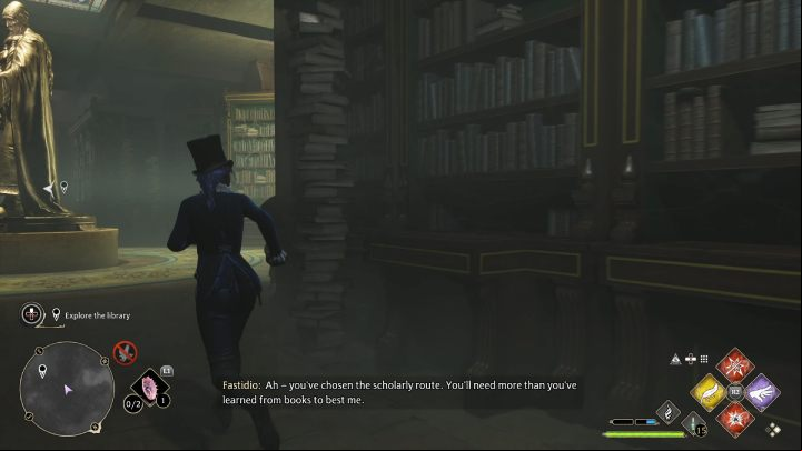 As you enter the library, the room itself will expand in size - Hogwarts Legacy: How to explore the library in the Minding Your Own Business quest? - Combat and exploration - Hogwarts Legacy Guide