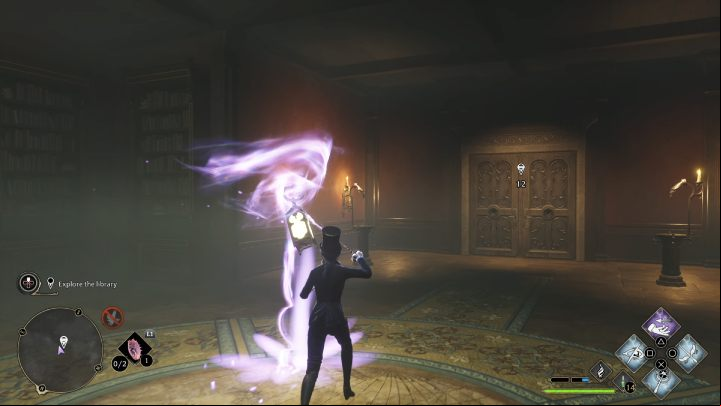 Defeat them all, activate Lumos, and go through the corridor - Hogwarts Legacy: How to explore the library in the Minding Your Own Business quest? - Combat and exploration - Hogwarts Legacy Guide