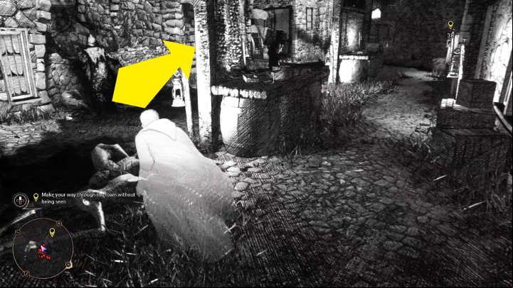 Stop for a moment and wait for the character on the left to turn away from you and walk behind him, keeping to the left side - Hogwarts Legacy: Niamh Fitzgeralds Trial - Main quests - Hogwarts Legacy Guide