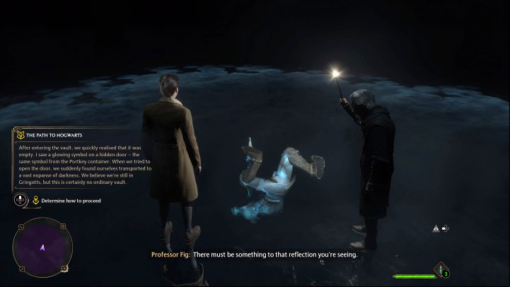 The professor will light up the way - follow him to the blue magic circle - Hogwarts Legacy: The Path to Hogwarts - Main quests - Hogwarts Legacy Guide