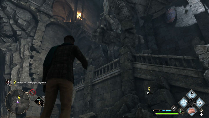 After the battle concludes, use Reparo to repair the stairs destroyed by the troll and use them to get upstairs - Hogwarts Legacy: In the Shadow of the Mountain - Main quests - Hogwarts Legacy Guide