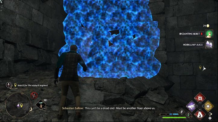 As you enter the room with another piece of Isidora's journal, destroy the rubble shown in the screenshot above to be albe to continue - Hogwarts Legacy: In the Shadow of the Mountain - Main quests - Hogwarts Legacy Guide