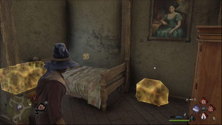 Collection Chest #4 is in a small house on the eastern outskirts of the village - Hogwarts Legacy: Collection Chests - Hogsmeade - Hogsmeade - Hogwarts Legacy Guide