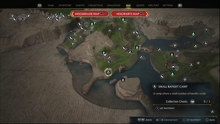 The last chest in this area is in the bandit camp south of the South Poidsear Coast fast travel point - Hogwarts Legacy: Poidsear Coast - Collection Chests - Collection Chests - Hogwarts Legacy Guide