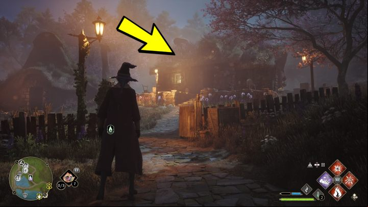Look for a house found left from the Lower Hogsfield fast travel point - Hogwarts Legacy: Demiguise Statues - The Highlands - Highlands - Hogwarts Legacy Guide