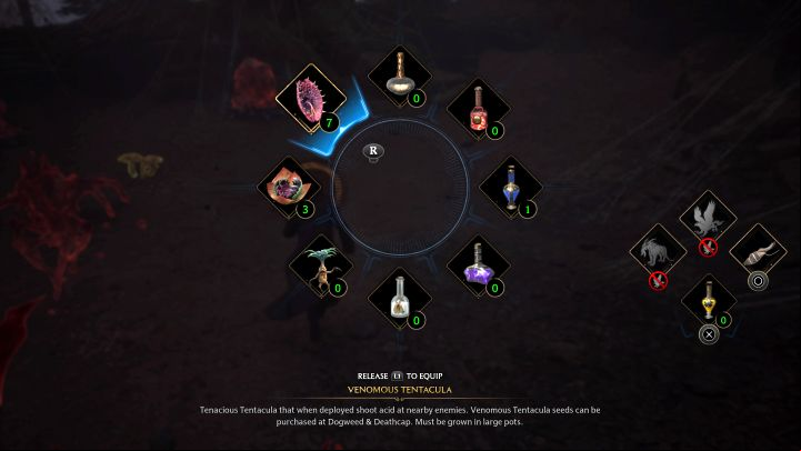 After getting 1 Venomous Tentacula, open the tool wheel (L1/LB) - Hogwarts Legacy: Professor Garlicks Assignment 1 - Assignment - Hogwarts Legacy Guide