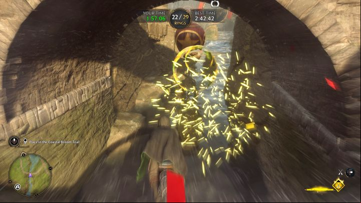 The rules of the time trial haven't changed - once again you must fly through the rings on the way to the finish line - Hogwarts Legacy: The Sky is the Limit - Hogsmeade - Hogwarts Legacy Guide