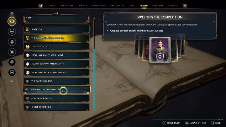 If you've completed Imelda Reyes' first race, Albie should send you a message after completing Percival Rackham's Trial main quest - Hogwarts Legacy: Sweeping the Competition - Hogsmeade - Hogwarts Legacy Guide