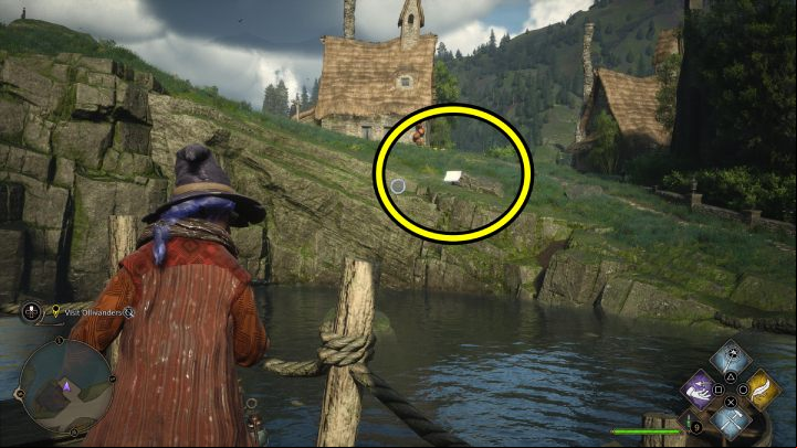 This Flying Guide Page #16 (Hogsmeade) flies over the river near the bridge in the northern part of the village - Hogwarts Legacy: Field Guide Pages Part 2 - Hogsmeade - Hogsmeade - Hogwarts Legacy Guide