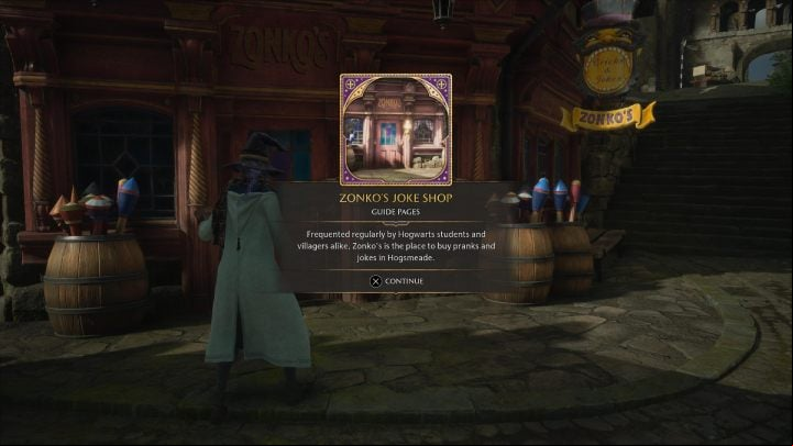 One of the Revelio pages can be found outside Zonko's Joke Shop in the center of Hogsmeade - Hogwarts Legacy: Field Guide Pages Part 2 - Hogsmeade - Hogsmeade - Hogwarts Legacy Guide