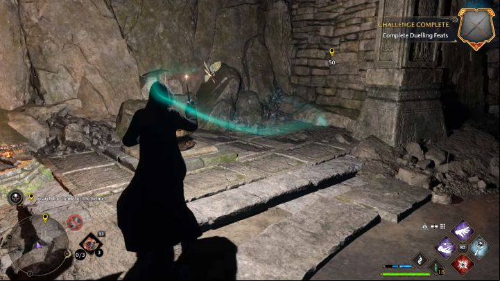 Once the area is clear, use Lumos to catch the first moth and deliver it to an inactive side area from the screenshot (it is on the left, a little lower than the gate) - Hogwarts Legacy: The Helm of Urtkot - Main quests - Hogwarts Legacy Guide