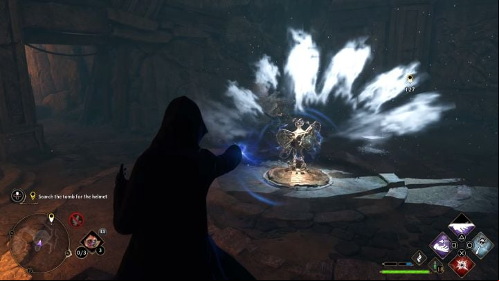 The central mechanism, when used, can raise a nearby stone block - Hogwarts Legacy: The Helm of Urtkot - Main quests - Hogwarts Legacy Guide