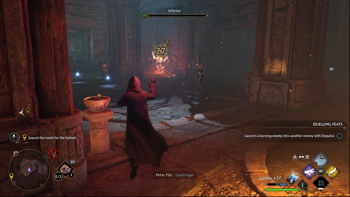 In the catacomb-like room you will encounter Inferi monsters for the first time - Hogwarts Legacy: The Helm of Urtkot - Main quests - Hogwarts Legacy Guide