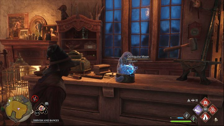 Another Demiguise Statue #7 (Hogsmeade) is in the building with the Dervish and Banges sign, you can get there from the clothes shop - Hogwarts Legacy: Demiguise Statues - Hogsmeade - Hogsmeade - Hogwarts Legacy Guide