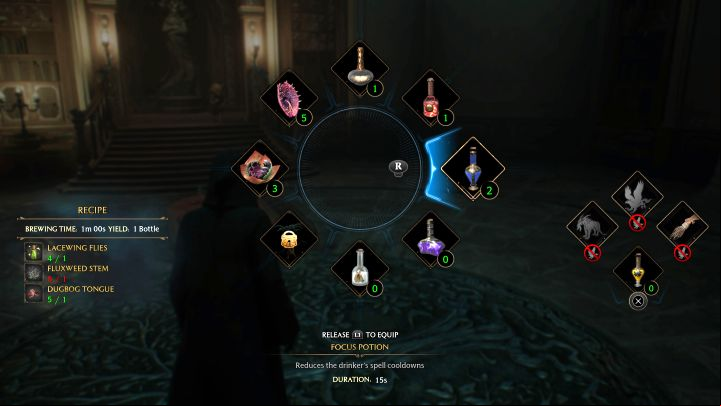 After getting 1 bottle of potion, open the tool wheel (L1/LB) - Hogwarts Legacy: Professor Sharps Assignment 1 - Assignment - Hogwarts Legacy Guide