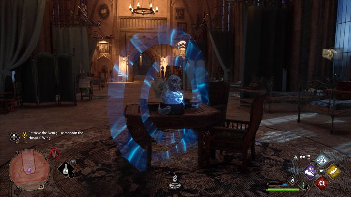 Once again rely on the Com and waypoints, and you'll reach a spiral staircase leading to the Hospital Wing - Hogwarts Legacy: The Caretakers Lunar Lament - Main quests - Hogwarts Legacy Guide
