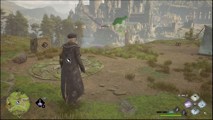 Your task is to lead 3 butterfly groups to individual stone blocks with the use of the Lumos spell - Hogwarts Legacy: North Hogwarts Region - all Merlin Trials - Merlins Trials - Hogwarts Legacy Guide