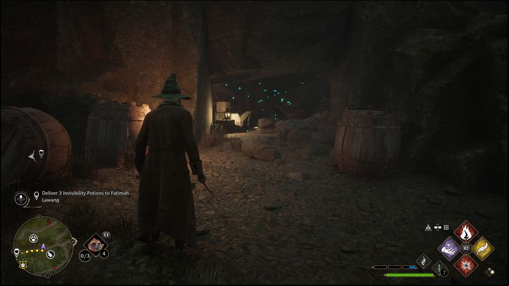 One of the butterfly locations is hidden well - you need to destroy a wall built from small stones (if you can't find it, use Revelio and it will be lit in blue) using a more powerful spell e - Hogwarts Legacy: Forbidden Forest - all Merlin Trials - Merlins Trials - Hogwarts Legacy Guide