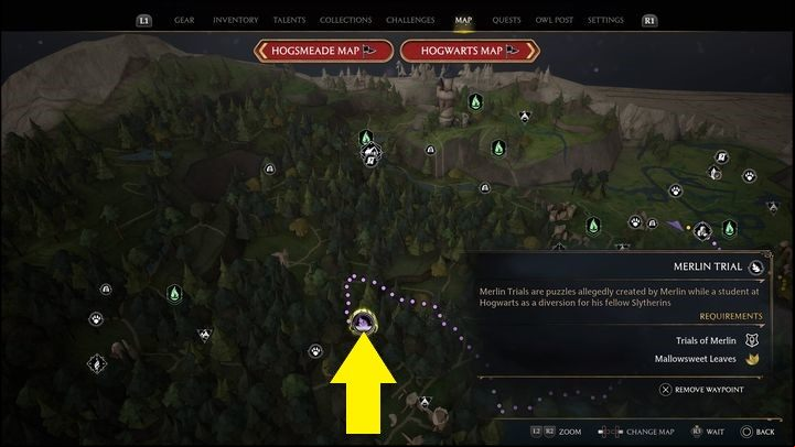Interactive Map: Merlin Trial - Forbidden Forest #2 - Hogwarts Legacy: Forbidden Forest - all Merlin Trials - Merlins Trials - Hogwarts Legacy Guide