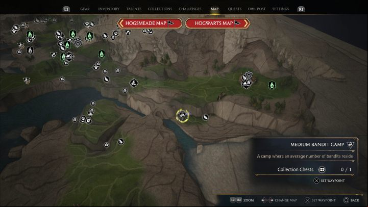 The final chest from Cragcroft is in the bandit camp found southeast from Cragcroft village - Hogwarts Legacy: Cragcroftshire - Collection Chests - Collection Chests - Hogwarts Legacy Guide