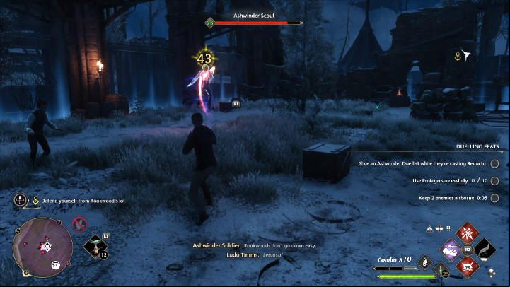 After the cutscene you'll need to defend yourself against Rookwood's henchmen - Hogwarts Legacy: Wand Mastery - Main quests - Hogwarts Legacy Guide